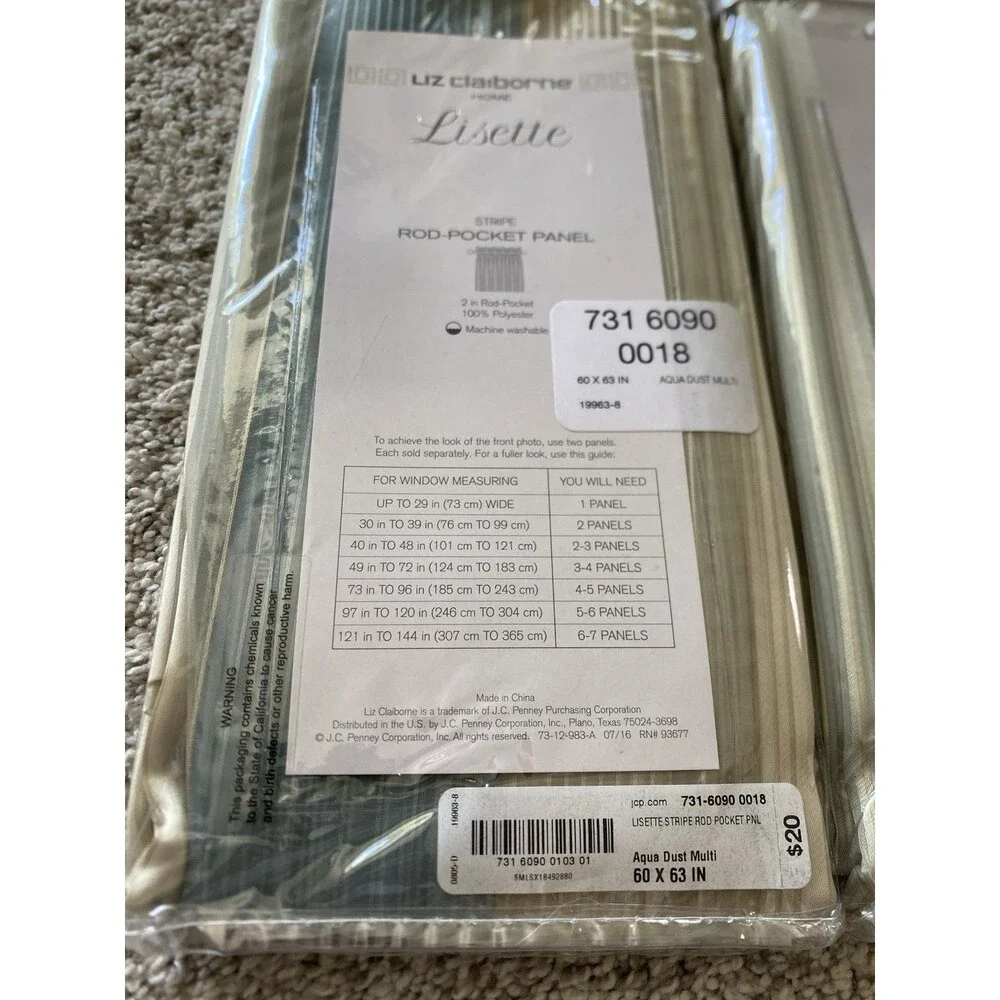 Set Of 2 Liz Claiborne Lisette Rod-Pocket Panel 63